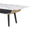Landon - Coffee Table With Glass Marble Texture Top And Bent Wood Design by HouseOfZazla