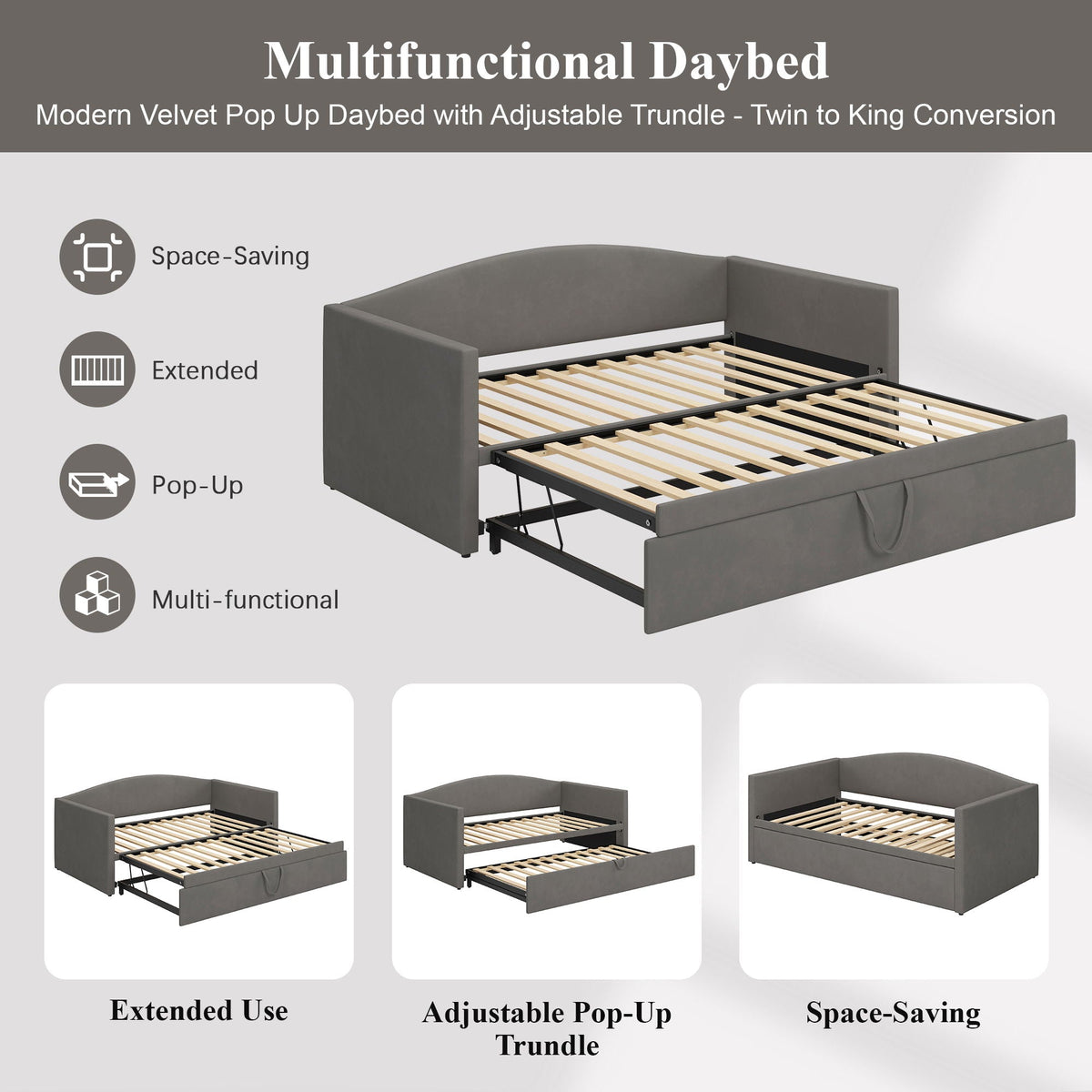 Daybed With Pop Up Trundle, Upholstered Sofa Bed, photo 18 of 21