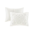 King/Cal King 3 Piece Tufted Cotton Chenille Damask Duvet Cover Set