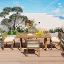 U_Style Multi-Person Outdoor Acacia Wood Dining Table and Chair Set by HouseOfZazla