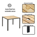 5 Piece Patio Dining Table Set, Acacia Wood Table Top With Umbrella Hole by HouseOfZazla