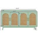59.84"Modern 4-Door Cabinet with Rattan Decorative Doors,for Bedroom,Living Room,Office,Easy Assembly, Mint Green