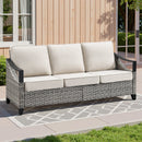 73.4" Wide Outdoor Wicker Sofa