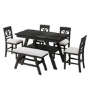 TOPMAX 6-Piece Wood Counter Height Dining Table Set with Storage Shelf by HouseOfZazla