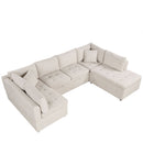 Oversized Sectional Sofa U-Shaped Sofa Couch Pull-Out Sofa Bed With Two Throw Pillows For Living Room