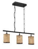 Elysian - 3 Lights Island With Natural Shade Farmhouse Chain Ceiling Lamp - Black / Rattan by HouseOfZazla