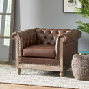 Luminex - Tufted Upholstered Club Chair With Nailhead Accents And Scrolled Tuxedo Arms