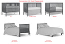 5-In-1 Convertible Crib, Converts from Baby Crib to Toddler Bed, Fits Standard Full-Size Crib Mattress, Easy to Assemble 53x29x9 Inches-STORM GREY