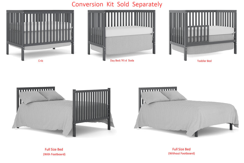 5-In-1 Convertible Crib, Converts from Baby Crib to Toddler Bed, Fits Standard Full-Size Crib Mattress, Easy to Assemble 53x29x9 Inches-STORM GREY