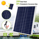 Outdoor Solar Panel 12V 25W Car Battery Charger IP68 Waterproof w/ 3.0A Dual USB Charging Clip Line For RV Car Boat