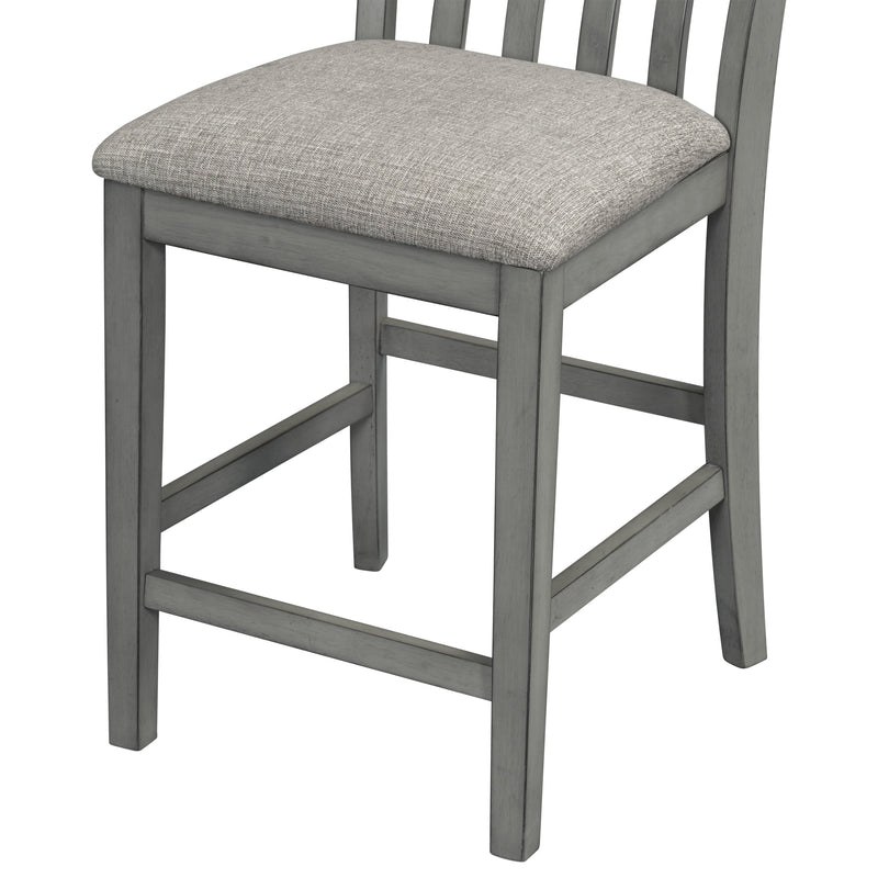 5-piece Counter Height Dining Table Set with Built-in Storage Shelves,Grey(OLD SKU W504S00143)