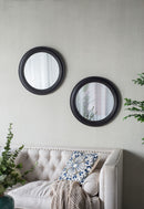 Circle Wall Mirror With Wooden Frame, Antique Classic Accent Mirror, For Living Room - Black by Unique Piece Furniture