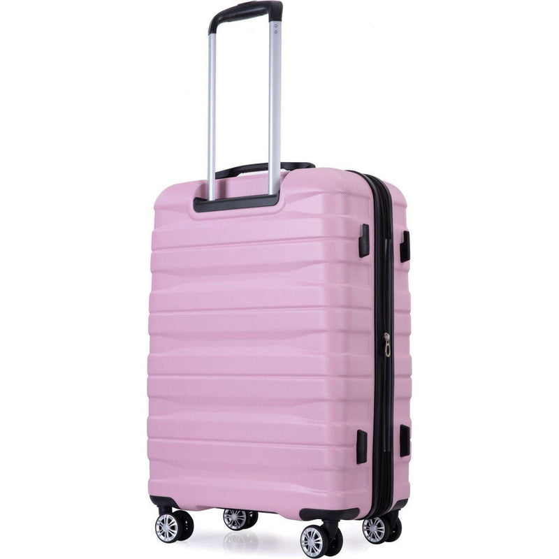 3 Piece Luggage Sets PC Lightweight & Durable Expandable Suitcase with Two Hooks, Double Spinner Wheels, TSA Lock, (21/25/29) Pink