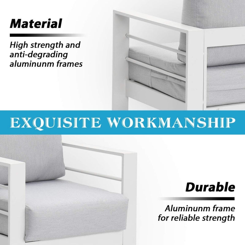 5 Seat Single Triple Small Large White Sectional Sofas Couches Coffee Table Furniture Set For Patio Garden Outdoor