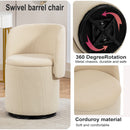 Barrel Chair, Built In Storage, 360° Swivel - Beige by HouseOfZazla