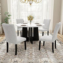 5 Piece Round Dining Table Set, Modern Dining Table And 4 Upholstered Chairs For Dining Room by HouseOfZazla