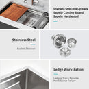 Undermount Kitchen Sink, Single Bowl With Ledge Workstation, 16 Gauge Stainless Steel - Brushed Nickel by HouseOfZazla