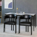 Modern Dining Upholstered Barrel Chair With Curved Back And Armrests by HouseOfZazla