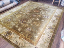 8x10 Rug - Plush Tibetan Rug - Green & Beige Floral Rug - Large Handmade Wool Rug - 250x300 Carpet