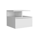 Floating Nightstand Wall Mounted With Single Drawer And 2 Tier Shelf - White by HouseOfZazla