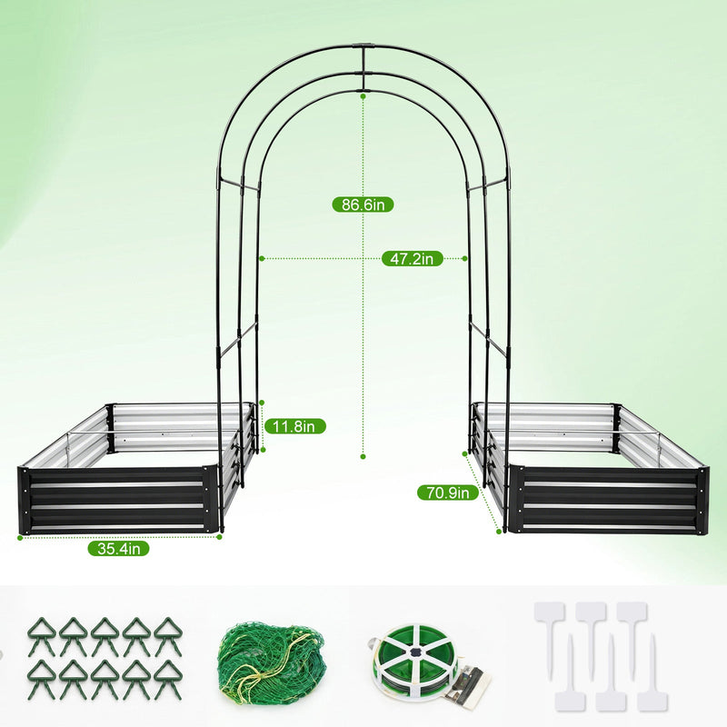 Raised Garden Bed with Arch Trellis, 2 Pack Metal Planter Boxes, photo 6 of 6