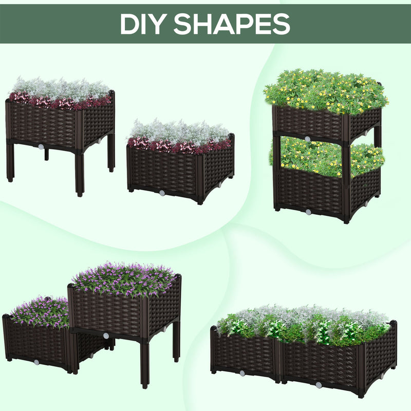 2 Piece Raised Garden Bed with Legs, Self-Watering Planter Box Raised Bed to Grow Flowers, Herbs & Vegetables, Gray