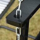 2-Seater Hanging Porch Swing Outdoor Patio Swing Chair Seat with Slatted Build and Chains, 440lbs Weight Capacity, Black