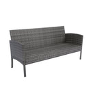 6 Piece Patio Wicker Sectional Set Patio Backyard Conversation Set Grey Wicker + Dark Grey Cushion