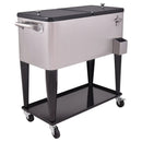 80 Quart Patio Rolling Stainless Steel Ice Beverage Cooler by LJGDeals