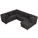 U-Shaped Sectional Sofa Pull Out Sofa Bed With Two USB Ports, Two Power Sockets, Three Back Pillows And A Storage Chaise For Living Room by HouseOfZazla