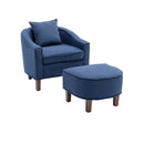 Accent Chair with Ottoman, Mid Century Modern Barrel Chair Upholstered Club Tub Round Arms Chair for Living Room