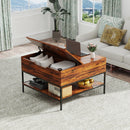 Rustic Flip Top Coffee Table With Hidden Storage - Black / Brown by HouseOfZazla