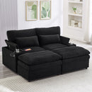 Convertible Loveseat Sofa With Storage, USB Ports, Cup Holders by HouseOfZazla