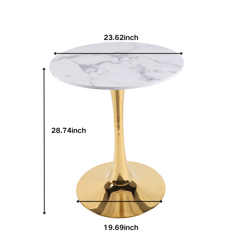 White Marble Tulip Dining Table with Golden Legs, photo 6 of 10