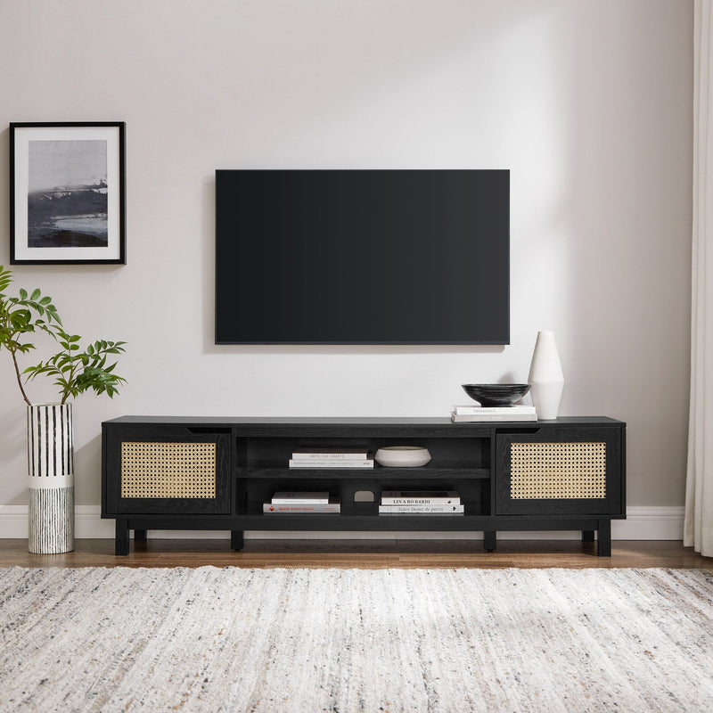 Hamkke Boho 2-Door Faux Rattan TV Stand