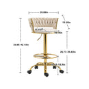 360 Adjustable Barstools Set of 2, Ergonomic Drafting Chair with Round Footrest and Backrest, Swivel Rolling Wheels for Spa, Studio, Classroom, Lab, Counter, Salon, Ivory