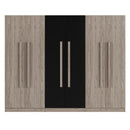 6 Doors Wardrobe Storage For Bedroom, With 2 Drawers Inside - Black / Nature