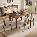 63" Solid Wood Dining Table Set with 4 Upholstered Chairs