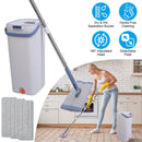 Mop Bucket with Wringer Set Flat Floor Mop Clean and Dry Separate Bucket 3 Replaceable Pads Hands Free Home Floor Cleaning Mop Reusable Washable Mop P