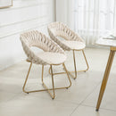 Accent Chairs Set of 2, Velvet Side Chairs with Gold Legs, Mid-Century Upholstered Dining Chairs for Living Room, Kitchen, Bedroom, Beauty Room