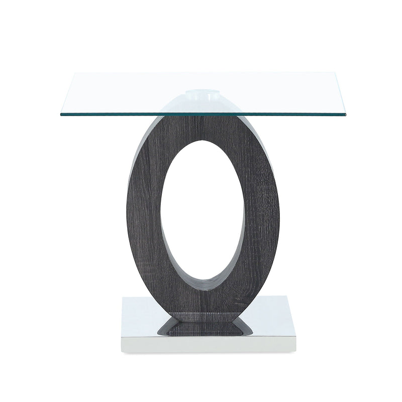 Modern Glass Top End Table Contemporary Oval Style