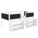 Low Loft Bed With Movable Shelves And Ladder, Decorative Chalkboard Guardrail