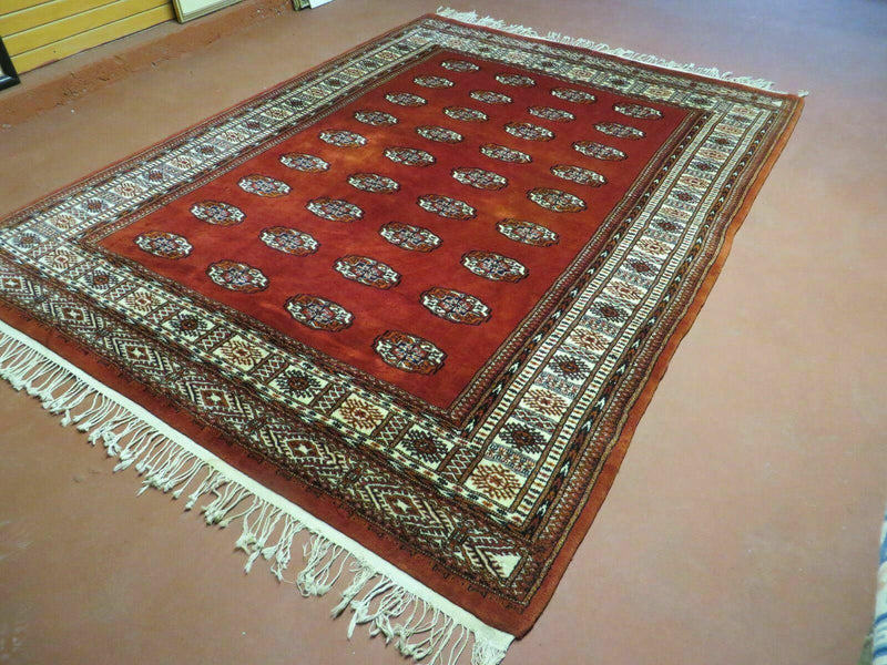 7' X 9' Vintage Handmade Bokhara Turkoman Pakistan Wool Rug Carpet Nice