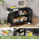 Outdoor Grill Cart With 304 Stainless Steel Sink And Cabinet - Black / Silver by HouseOfZazla
