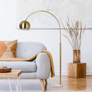 Oasis - Long Arm Gold Adjustable Floor Lamp With Round Marble Base - Gold / White Marble by HouseOfZazla