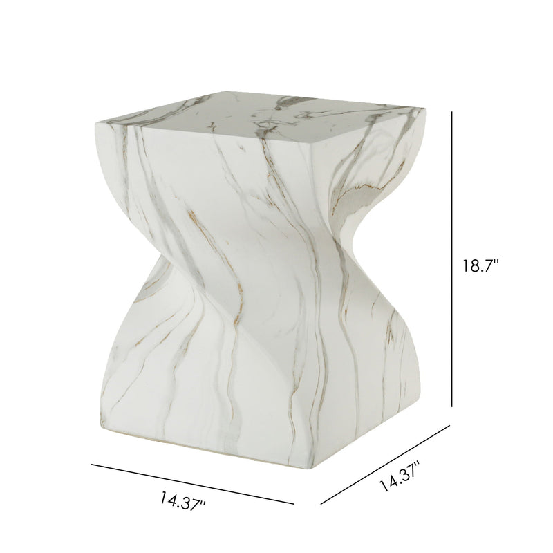 Outdoor End Table, Round Side Table For Patio And Garden - Marble, photo 6 of 7