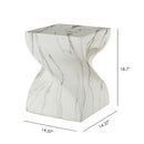 Outdoor End Table, Round Side Table For Patio And Garden - Marble