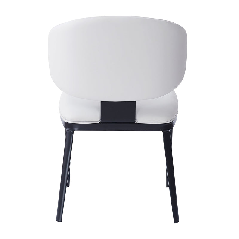 7 Pieces Contemporary Dining Set with Faux Leather Chairs and Metal Legs , Black+White+Natural Wood Finish