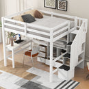 Loft Bed & L Shaped Desk, Drawers, Cabinet, And Storage Staircase by Unique Piece Furniture