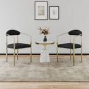 Dining Chairs (Set of 2), Mid-Century Modern Dining Chairs, Kitchen Dining Room Chairs, Round Boucle Backrest Sherpa Dining Chair With Metal Legs by HouseOfZazla